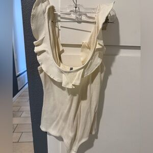 JOLIE Elegant Cream Ruffled Women's Top